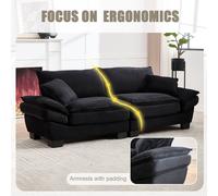 Matteo Oversized Corduroy Loveseat - Modern 2 Seater Sofa in Black Matteo Black