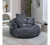 Matteo Oversized Grey Chenille Bean Bag Lounger, Memory Foam, High Back Support, For Gaming & Indoor Comfort