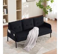 Matteo Oversized Loveseat - Corduroy Upholstered Sofa in Black Matteo Black