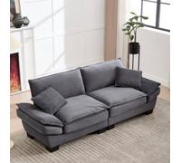 Matteo Oversized Modern 2 Seater Oversized Corduroy Loveseat Sofa Deep Seat Comfy Corduroy Sofa Couch- Dark Gray