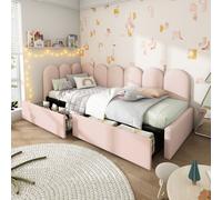 Matteo Pink Velvet 3ft Single Daybed with 2 Storage Drawers - Modern Sofa Bed Frame & Slats for 90x190cm UK Mattress Matteo Pink Single