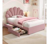 Matteo Pink Velvet 3ft Single Upholstered Bed Frame, Adjustable Petal Headboard Matteo Pink Single