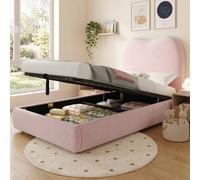 Matteo Pink Velvet Children's Single Bed with Hydraulic Storage Matteo Pink Single
