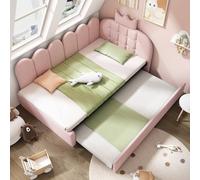 Matteo Pink Velvet Crown Daybed with Pull-Out Trundle - 3FT Single Guest Bed Matteo Pink Single