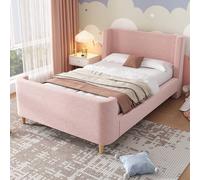 Matteo Pink Velvet Sleigh Single Bed Frame - Cosmic Pattern Matteo Pink Single