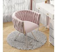 Matteo Pink Velvet Swivel Dining Chair With Metal Legs - Luxury Ergonomic Leisure Chair For Living Room & Bedroom