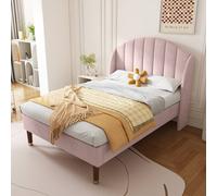 Matteo Pink Velvet Upholstered Single Bed with Slatted Frame & Headboard Matteo Pink Single