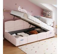 Matteo Pink Velvet Upholstered Sofa Bed with USB & Storage - Single Daybed Matteo Pink Single