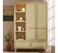 Matteo Rattan 2-Door Wardrobe - Light Oak - Country Style Armoire Matteo Light Oak