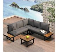Matteo Reclining Adjustable 4-Piece Garden Lounge Set - Grey Fabric Matteo Grey