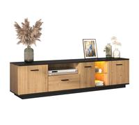 Matteo Retro TV Unit with LED Lights - Black & Wood Effect Finish Matteo Black