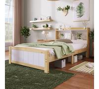 Matteo Robust Single Wooden Bed Frame With Storage Headboard, 3Ft (90 X 190 Cm)