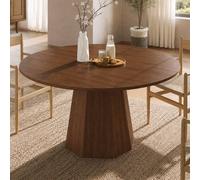 Matteo Round Dining Table - Walnut Wood Effect - Farmhouse Style Matteo Walnut