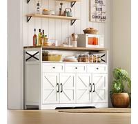 Matteo Rustic 140Cm Sideboard With 3 Drawers & X-Door Cabinets - White & Brown Multi-Functional Storage Unit