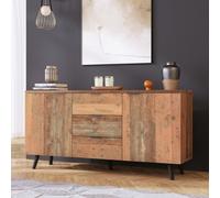 Matteo Rustic Brown Sideboard Storage Cabinet With 3 Drawers & Adjustable Shelves For Living/dining Room - 140Cm Wide