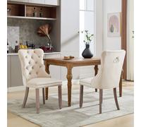 Matteo Set of 2 Beige Velvet Dining Chairs - Button Tufted, Wingback Design Matteo Beige