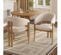 Matteo Set of 2 Dining Chairs - Natural Wood Grain Metal & Beige Linen Matteo Natural