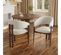 Matteo Set Of 2 Dining Chairs - Walnut Effect Metal Frame, Beige Linen Upholstery For Modern Homes