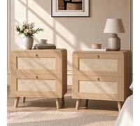 Matteo Set of 2 Natural Oak Rattan Effect Bedside Tables with 2 Drawers Matteo Natural