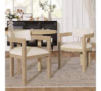 Matteo Set of 2 Solid Wood Linen Upholstered Dining Chairs - Natural Colour Matteo Natural