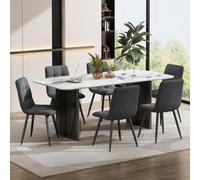 Matteo Set Of 4 Dark Grey Linen Upholstered Dining Chairs With Metal Frame & Ergonomic Design
