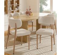 Matteo Set Of 4 Modern Beige Bou ining Chairs With Wood-Effect Metal Frame