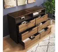 Matteo Sideboard Cabinet Dresser with 6 Drawers & 2 Open Shelves in Brown Matteo Brown