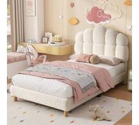 Matteo Single Cloud-Shaped Boucle Upholstered Bed Frame - Cream White Matteo Cream Single