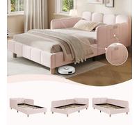 Matteo Single Pink Upholstered Velvet Children's Bed Frame 3Ft