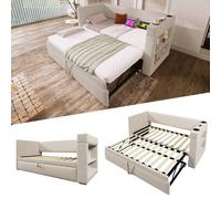 Matteo Single Sofa Bed with Cup Holders, USB &Type C Charging Station in Beige Matteo Beige Single