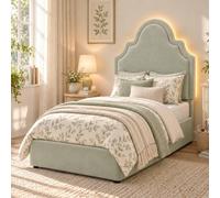 Matteo Single Upholstered Light Green Velvet LED Bed Frame Matteo Light Green Single