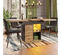 Matteo Smart Led Extendable Dining Table With Storage, Space-Saving Kitchen Table For 4-6 People (110-140Cm), Black & Natural