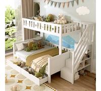 Matteo Solid Wood Bunk Bed with Storage & Star & Moon Motif - White | Size: Double Matteo White Double