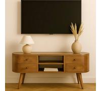 Matteo Solid Wood Entertainment Unit - 4 Drawer 2 Shelf - Nordic - Furniture in Brown Matteo Brown