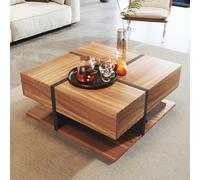 Matteo Square Coffee Table - Natural & Black - Modern - Coffee Table Matteo Natural