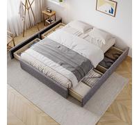 Matteo Storage Bed, Upholstered Bed, 4ft6 Double Bed With 4 Drawers in Grey Matteo Grey Double