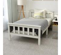 Matteo Sturdy Single Bed Frame, White Solid Pine Wood, 3Ft 190X90Cm