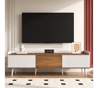 Matteo Stylish White & Natural Wood TV Cabinet with Three Storage Doors Matteo White
