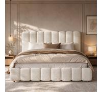 Matteo Super King Size Hydraulic Storage Bed - White Bou ed Frame Matteo White Super King
