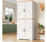 Matteo Tall Kitchen Sideboard - White MDF Cabinet with Doors & Drawers Matteo White