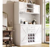 Matteo Tall Kitchen Sideboard - Wine Rack, 4 Doors, Adjustable Shelves, White Matteo White