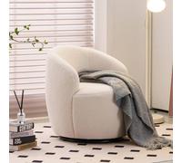 Matteo Teddy Fabric Swivel Accent Armchair - Barrel Design - Ivory White Matteo Ivory