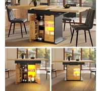 Matteo Telescopic Extendable Dining Table With Led Lighting, 110-140Cm - Black
