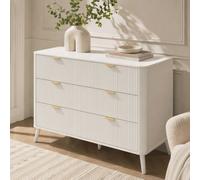 Matteo Three-Drawer Chest - Fluted Detail - Modern Cream Storage Cabinet Matteo Cream