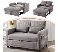 Matteo Two Seater Pull-Out Sofa Bed - Cotton Linen - Modern - Sofa Bed in Dark Grey Matteo Dark Grey