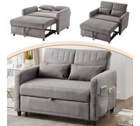 Matteo Two-Seater Pull-Out Sofa Bed - Dark Gray Cotton-Linen