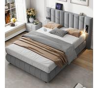 Matteo Upholstered Bed, Adults Teenagers 4ft6 Double Bed in Grey Matteo Grey Double