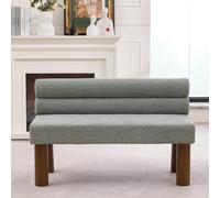 Matteo Upholstered Boucle Accent Bench with Rolled Backrest & Solid Wood Legs in Green Matteo Green