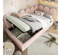 Matteo Upholstered Daybed Bed With Storage, Ottoman Bed 3FT Single Sofa Bed in Pink Matteo Pink Single