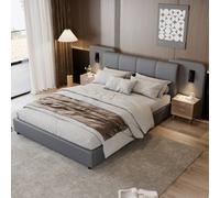 Matteo Upholstered Double bed, With charging port & lighting in Grey Matteo Grey Double